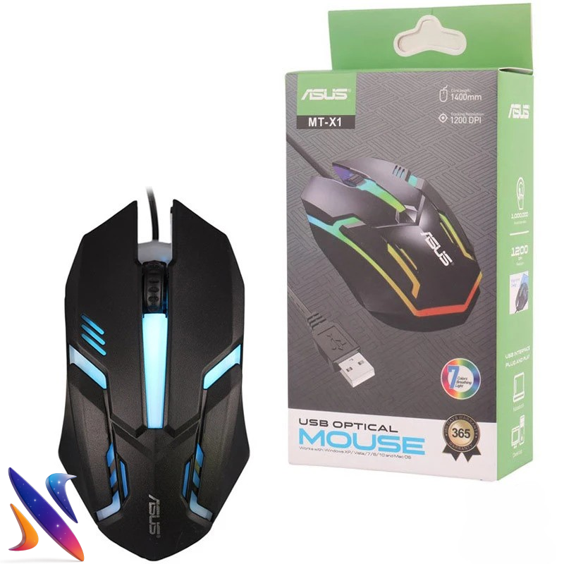 mtx1-2 ماوس سیمی ایسوس ASUS USB Optical Mouse MT-X1 - Image 1